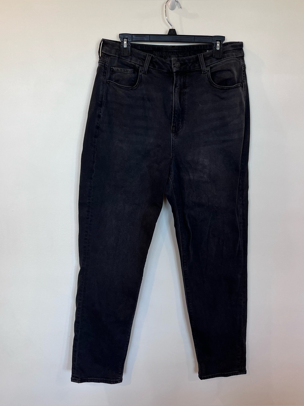 American Eagle Jeans Womens 12 Curvy Mom High Rise Black Dark Wash Stretch